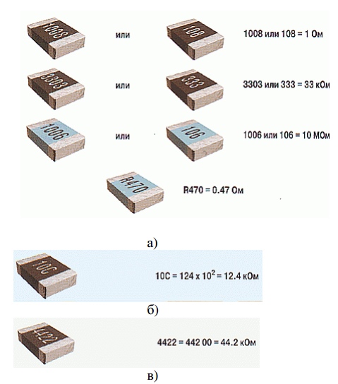Варианты кодировки номиналов резисторов для поверхностного монтажа