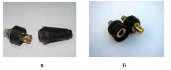 Соединитель кабельный неразъемный панельный СКНП (а) и разъемный панельный типа СКРП (б)