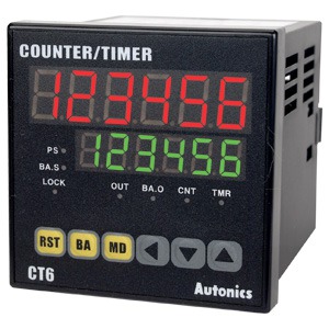 CT6S-1P4 Цифровой счетчик/таймер, 100-240VAC, индикатор 6 цифр, Autonics