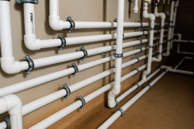 разводка труб отопления с различными фитингами