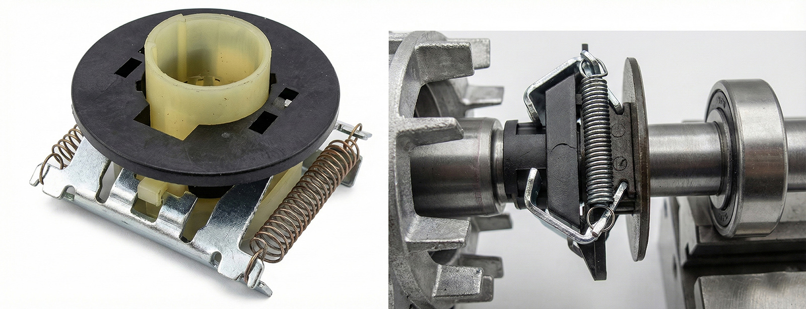 Центробежный выключатель механический, стоит на валу внутри однофазного электродвигателя