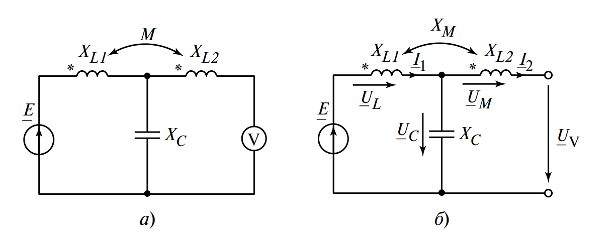 Схема цепи и эквивалентная схема к примеру расчета