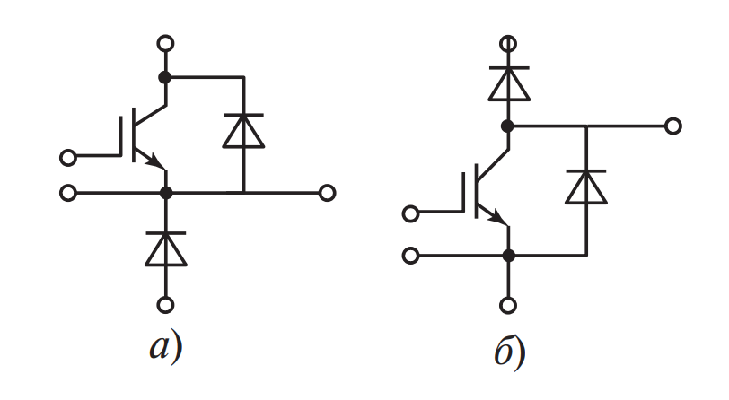 Прерыватель тока верхнего (а) и нижнего (б) уровней