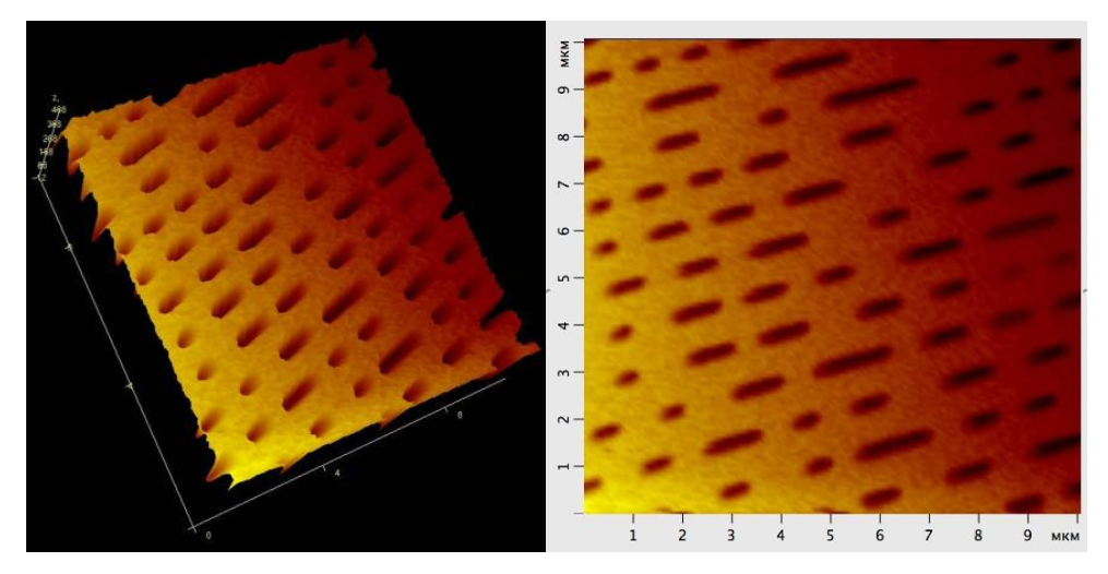 Примеры визуализации: 3D-модель (слева) и 2D-топограмма (справа) поверхности CD-диска