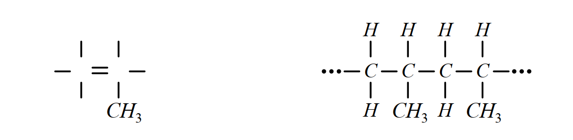 Молекулы пропилена и полипропилена