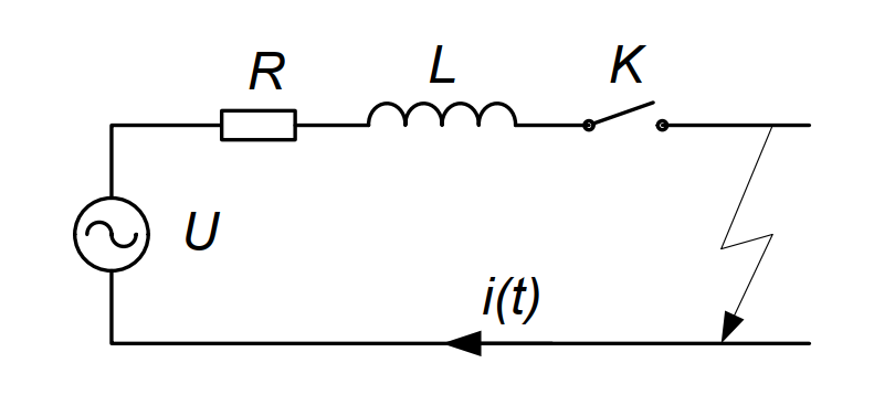 Схема замещения участка цепи для определения переходного тока короткого замыкания