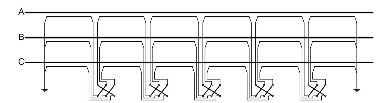 Схема с двумя циклами транспозиции (N=2) для очень длинных линий