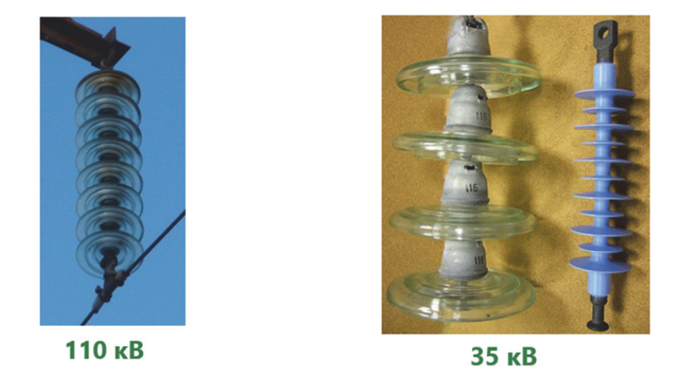 Схемы гирлянд изоляторов и их разрядные напряжения