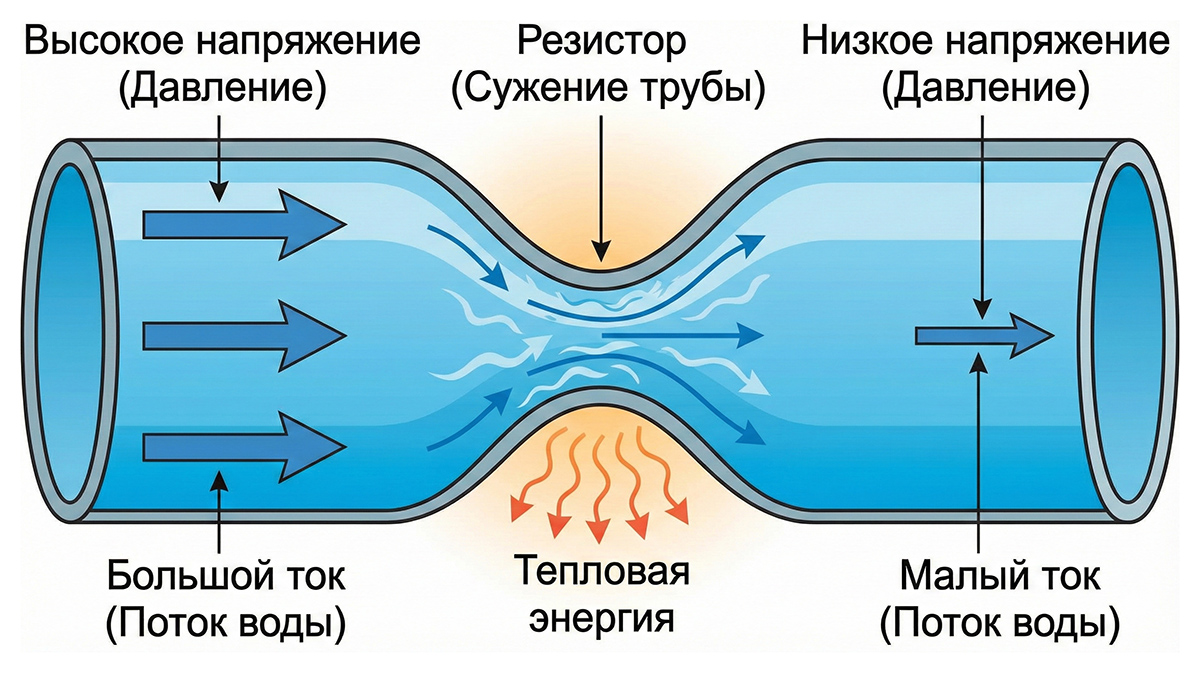 резистор как участок трубы с водой