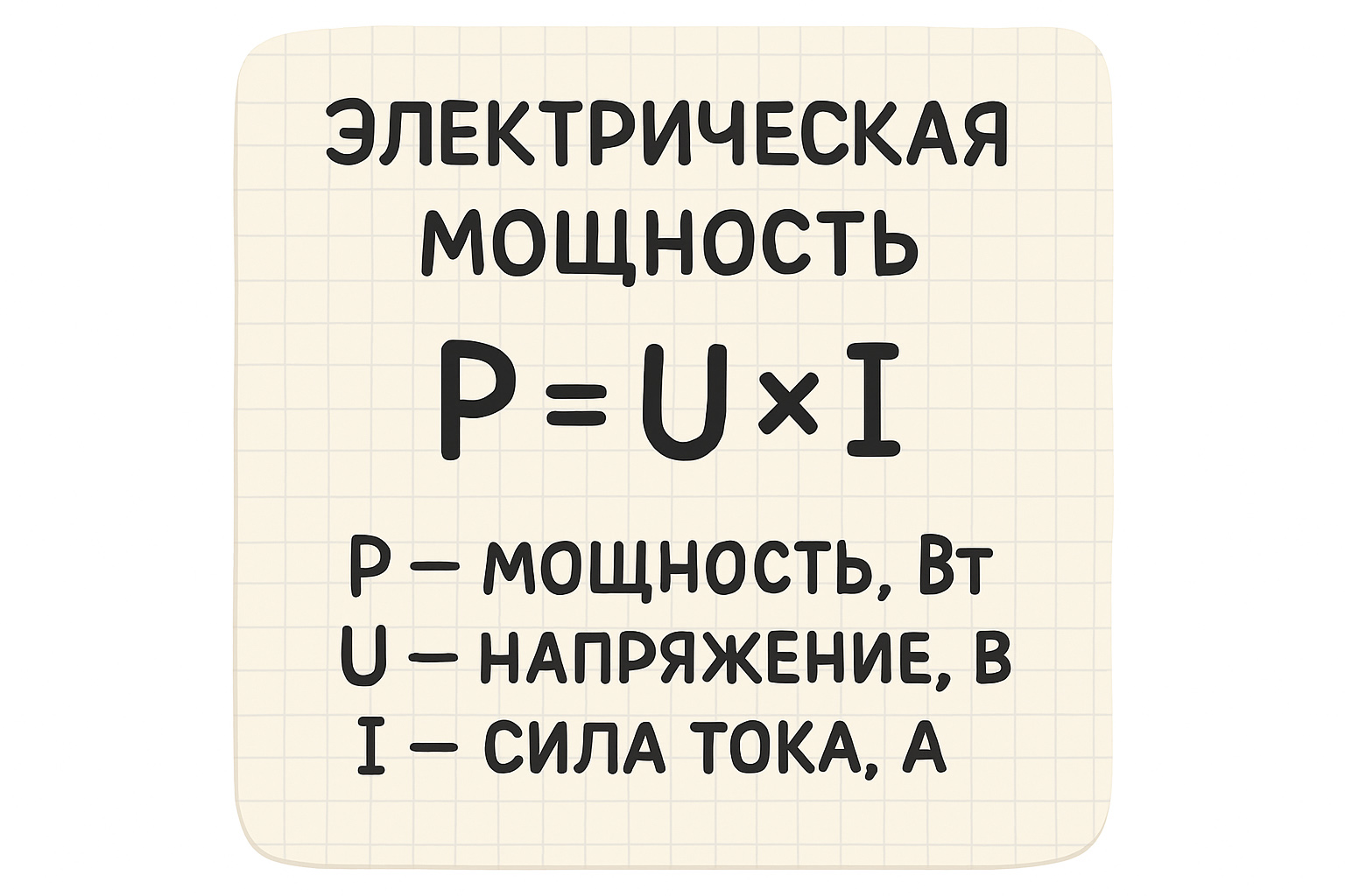 формула электрической мощности Вт