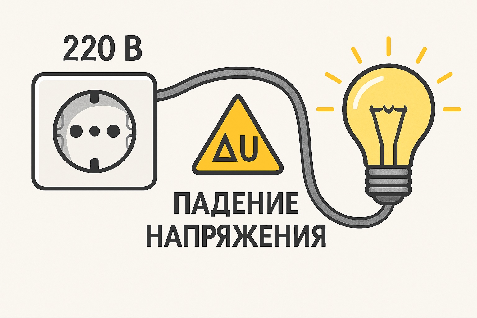 разница в падении напряжения на  нагрузке