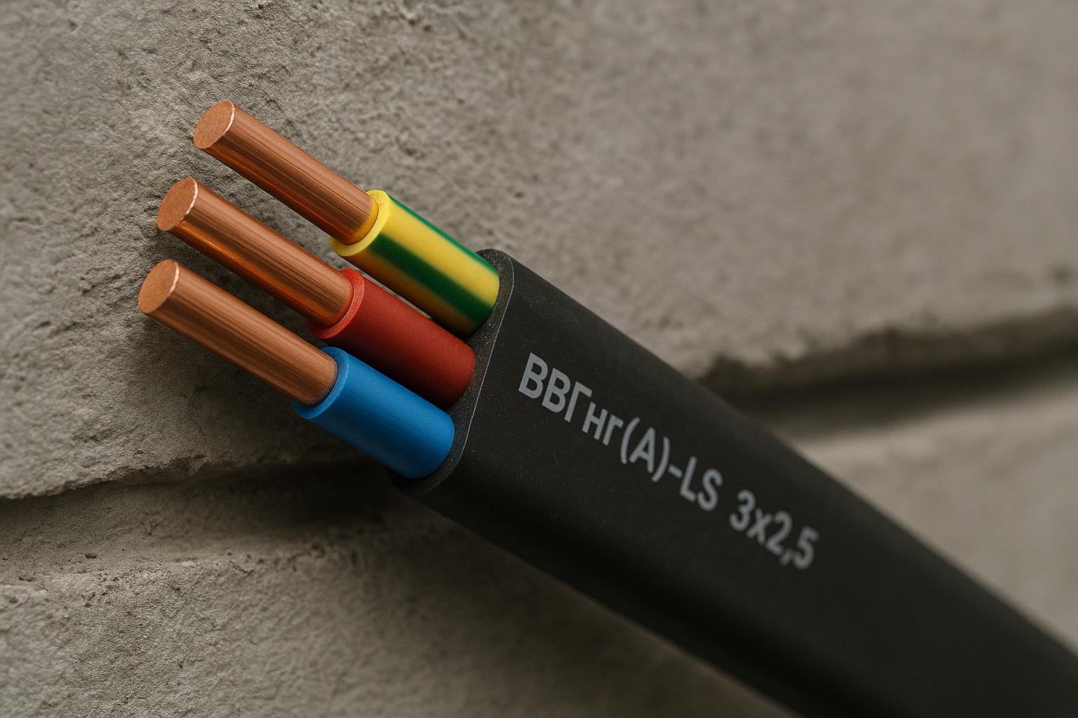 кабель ВВГнг(А)-LS 3x2,5 без механической защиты