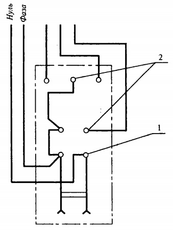 Схема присоединения блока выключателя с розеткой