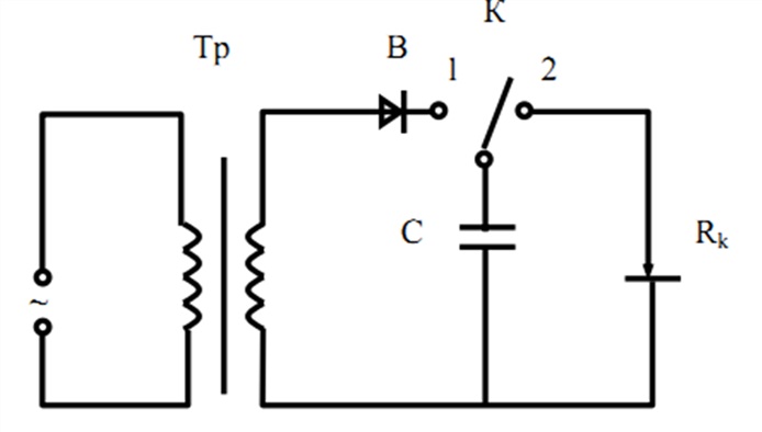 Принципиальная схема устройства для конденсаторной сварки
