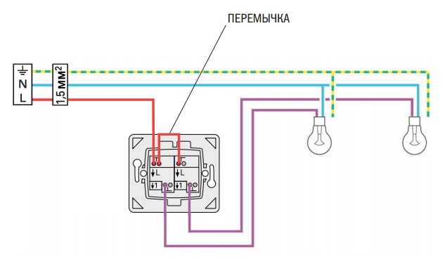 Двухклавишный выключатель с двумя независимыми механизмами