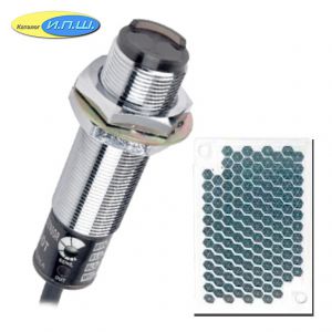 BR3M-MDT-P Фото датчик корпус М18х1, длина 67 мм, 3 метра с отражателем, PNP, NO + NC, Autonics