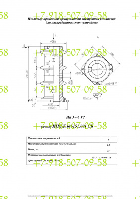 Изолятор проходной армированный внутренней установки для распределительных устройств ИПЭ-6 У2 ИНЯЖ.686152.001 СБ