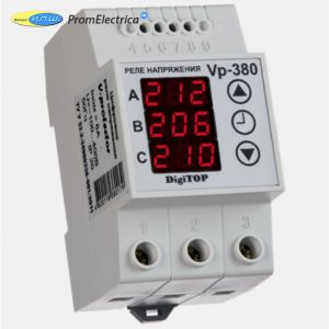 Реле контроля фаз чередование, обрыв, перекос в трехфазной сети Vp-380V DigiTOP
