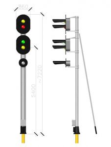 Продам светофор пятизначный с маршрутным указателем светодиодным (буквенным), пригласительным сигналом и однозначной головкой с обратной стороны 17065-00-00(убс)