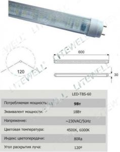 Лампы светодиодные линейные LED-T8RE. Энергосберегающая замена люминесцентных ламп ЛБ, 60-120см