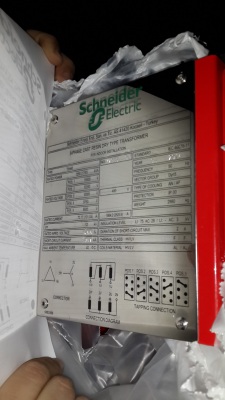 Трансформатор сухой  SCHNEIDER-TRICAST 10/0.4 kV, 1250kVA, Al/Al,Uk=6%, Δ/Yn-5, IP00