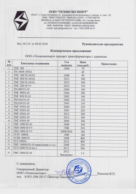 Продажа силовых трансформаторов