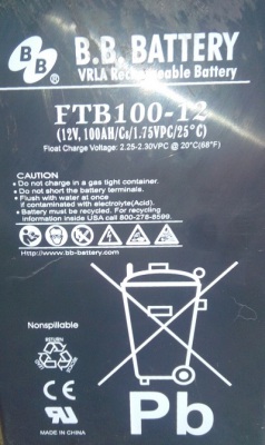 Аккумулятор B.B. Battery FTB100-12.