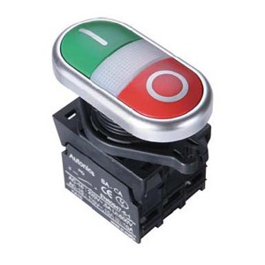 S2TR-P3WABD Двойная кнопка с подсветкой, LED 12-30VDC/AC, NO+NС, цвет белый, Autonics