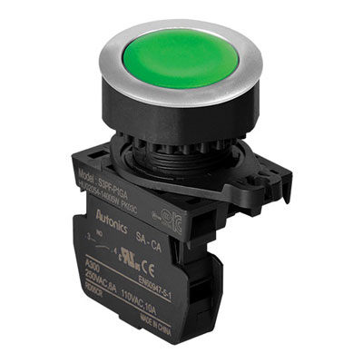 S3PF-P1GA Кнопка нажатия без подсветки, утопленный тип, цвет зеленый, Autonics
