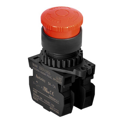 S2ER-E2R2A Кнопка грибовидная без подсветки, головка Ø 30 мм, цвет красный, Autonics