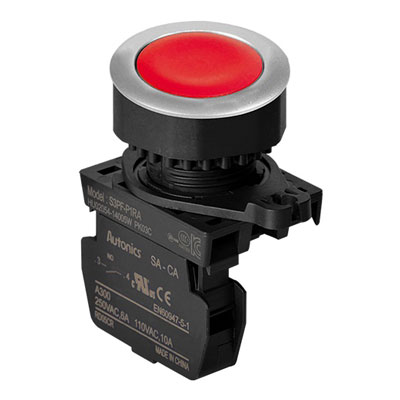 S3PF-P1RA Кнопка нажатия без подсветки, утопленный тип, цвет красный, Autonics