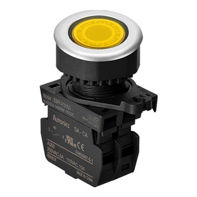 S3PF-P3YAD Кнопка нажатия с подсветкой, LED 12-24VAC/DC, цвет жёлтый, Autonics