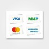 Наклейка Принимаем к оплате карты Visa, МИР, MasterCard, Amer