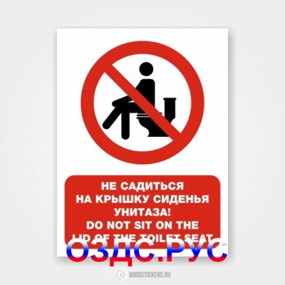 Наклейка “Не садиться на крышку сиденья унитаза! Do not sit o