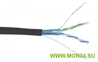 F/UTP 2х2х24AWG кат.5E solid LDPE (LC3-C5E02-339) Кабель симметричный (витая пара), черный