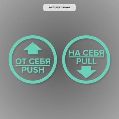 Комплект круглых наклеек на двери «На себя / Pull»,  «От себя