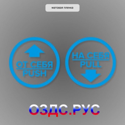 Комплект круглых наклеек на двери “На себя / Pull”, “От себя