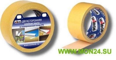 Лента клейкая двухсторонняя на полипропиленовой основе 38ммх10 м (38568) Unibob Лента клейкая двухсторонняя на полипропиленовой основе