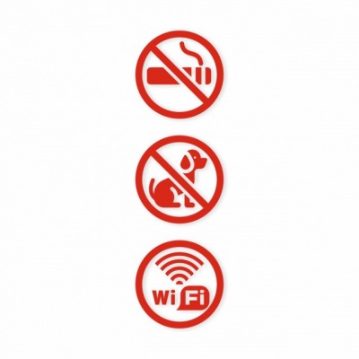 Наклейка “Запрещен вход с животными. Курение запрещено. Wi-Fi