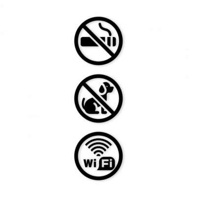 Наклейка «Запрещен вход с животными. Курение запрещено. Wi-Fi