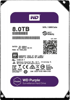 HDD 8000 GB (8 TB) SATA-III Purple (WD80PURZ) Жесткий диск (HDD) для видеонаблюдения