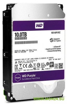 HDD 10000 GB (10 TB) SATA-III Purple (WD100PURZ) Жесткий диск (HDD) для видеонаблюдения