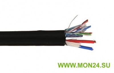 F/UTP 4х2х24AWG кат.5E LDPE (LC3-C5E04-379) Кабель симметричный (витая пара) с кабелем питания 2×0,75, черный